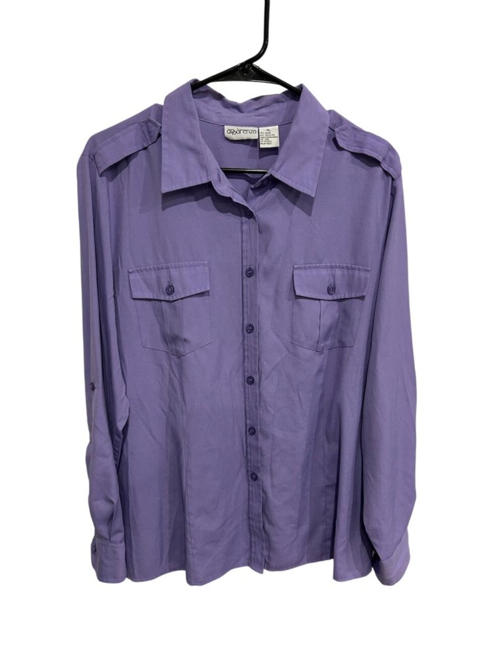 Apparenza Button Front Shirt Purple Sz XL Long Sleeve Collared Business Casual
